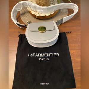 LeParmentier Yucca Suede and Leather Shoulder Bag- Gray